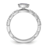 14k White Gold Stackable Expressions Cr.Sapphire and Diamond Ring